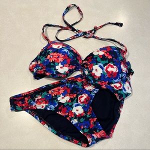 Xhilaration Floral Swim Bikini Top & Bottom Medium